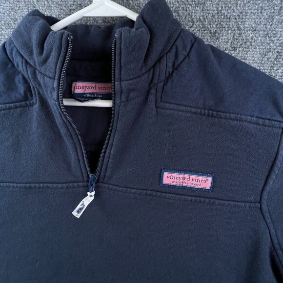 Vineyard Vines 1/4 Zip Jacket Sweatshirt XS Cotton Navy Blue Pink Fox Logo - Picture 6 of 11